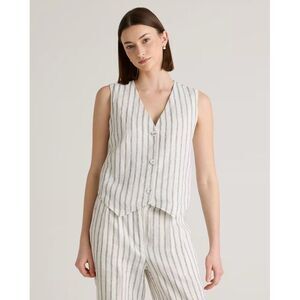 Quince Striped Sleeveless Jacket - White and Gray